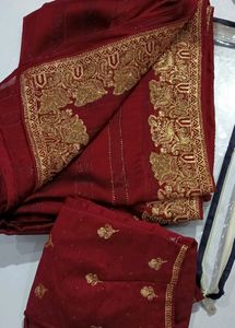 Wine Colour Heavy Saree