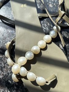H&amp;M Barely There Flats With Pearls Size 36