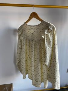 Vintage Floral Print Blouse with Ruffle Trim