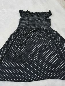 Cute Black &amp; White Polka Dot Mini Dress