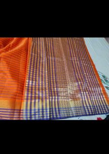 Vibrant Checked  Saree attached blouse pc