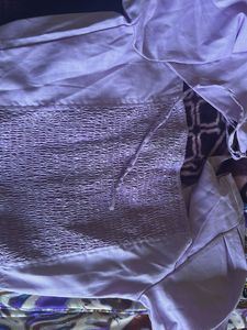 Stylish Lavender Crop Top &amp; Patterned Pants