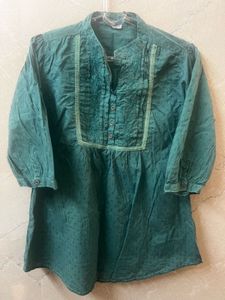 Green Embroidered Kurta Top