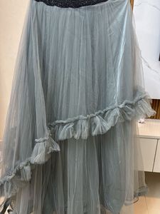 Grey Tulle Ruffle Ethnic Skirt
