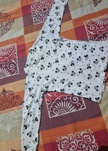 Heart Print Layered Dress With Micky Mouse Tshirt