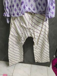 Purple Ikat Print Kurta and Pants Set