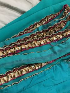 Teal Dupatta with Embellished Border