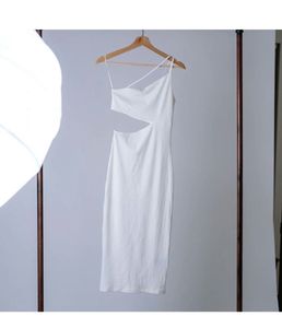 White Cut-Out Midi Dress