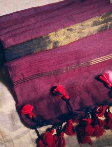 Elegant Maroon Khadi Cotton Saree