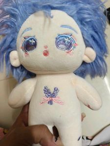 Unique Plush Doll with Blue Hair