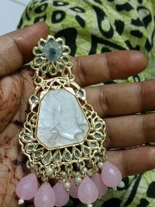 Designer Jhumka Earrings with Pearl &amp; Stone