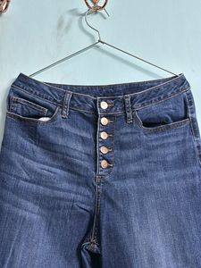 Trendy High-Waist Wide-Leg Button Fly Jeans
