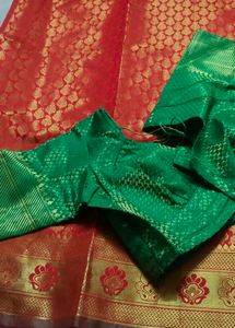 Red & Green Brocade Saree