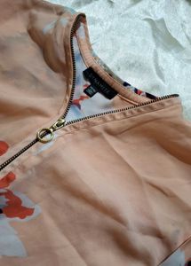 Peachy Floral Zip Tunic Top