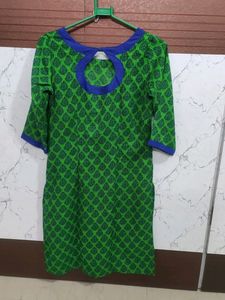 Green &amp; Blue block Printed Kurta Set