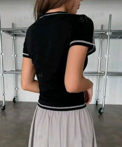 Black Graphic Crop Top