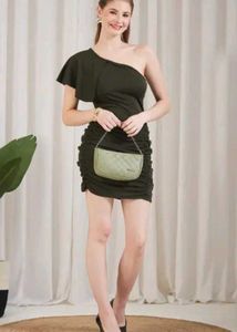 Shein One Shoulder Ruffle Sleeve Ruched Bodycon