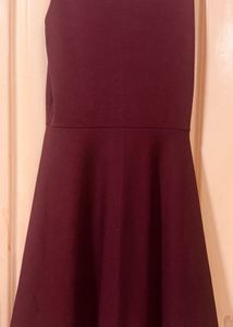 Maroon Cut-Out Fit and Flare Dress