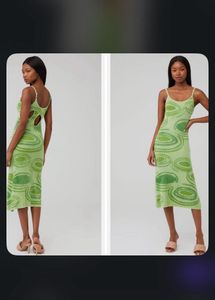 Green Swirl Knit Slip Dress