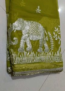 Stunning Elephant Embroidered Saree