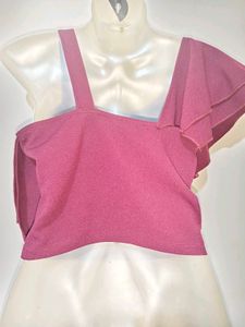 Chic Maroon Ruffle One-Shoulder Top