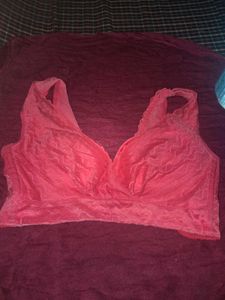 Coral Bra with Textured Detail