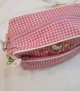 Cute Pink Gingham Hello Kitty Bag