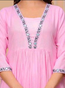 2-Kurtis&amp;1-SalwarCombo-Beautiful Pink&amp;TealBlue Ku