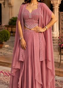 pink Crop Top Skirt with Cape
