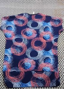 Navy Blue Abstract Swirl Print Top