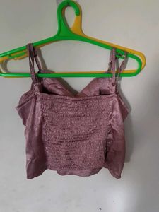 Pink Ruched Crop Blouse