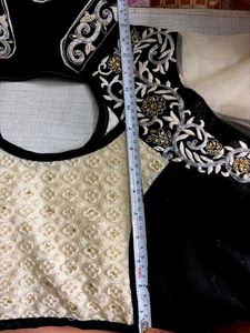 UNSTICHED.  Elegant Black &amp; cream Embroidered Blou
