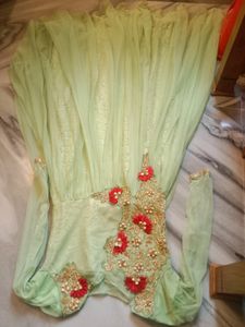 Lime Green Embellished Anarkali Dress