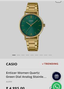 Casio Women's Gold Watch - Green Dial Women watchs