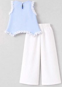 Girls Premium Ribbed Co-Ord Set | Cute Flower Appl