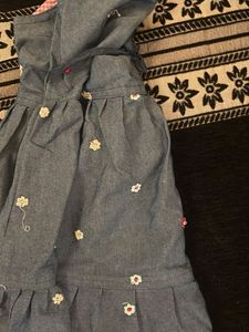 Cute Denim Floral Dress from hopscoch