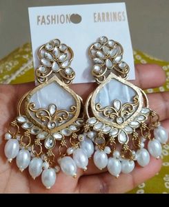 Elegant White Pearl Drop Earrings