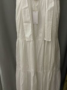 MANGO Brand New Luxury White M Embroidered Dress
