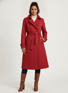 Red Double-Breasted Trench Coat