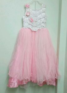 Pink Princess Tulle Dress with Flowers