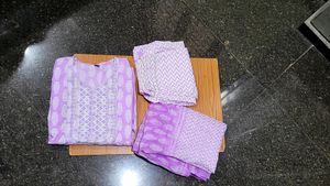 Sale🥳🥳Lavender Cotton Kurta Set[3inches Margin A