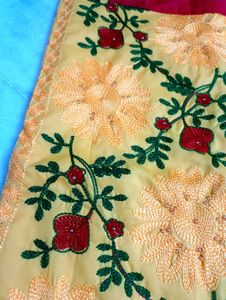 Vibrant Yellow Embroidered Kurta Set meterial