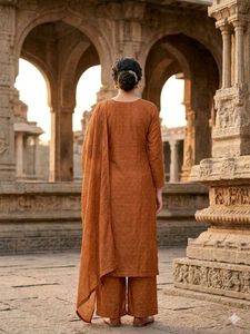 Premium Dot Chanderi Lucknowi Chikankari 3-Pcs Set