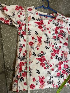 White Floral Print Tunic