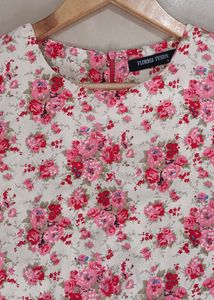 Pink Floral Midi Dress For Women