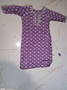 Elegant Purple Printed Kurta Set