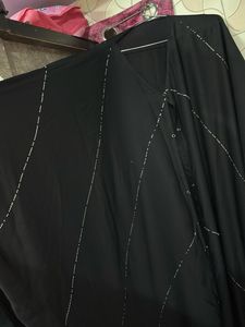 Elegant Abaya with Silver Embellishments