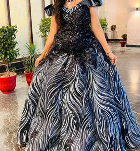 Stunning Black Sequin Evening Gown
