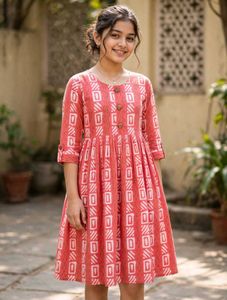 Ethnic Coral Printed Kurta