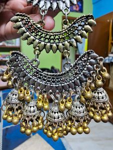 Oxidised Jhumka Earrings